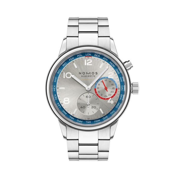 Club Sport neomatik Weltzeit silber von NOMOS Glashütte bei Juwelier Jasper in Lippstadt