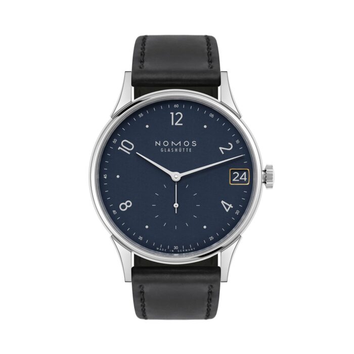 Minimatik 39 Datum blau von NOMOS Glashütte bei Juwelier Jasper in Lippstadt