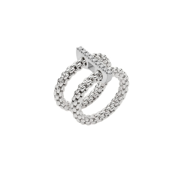 Prima Mesh-Ring mit Diamant-Pavé - Größe L von FOPE bei Juwelier Jasper in Lippstadt